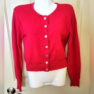 Spoiled Girl Red Button Up Cardigan Sweater Size Lg